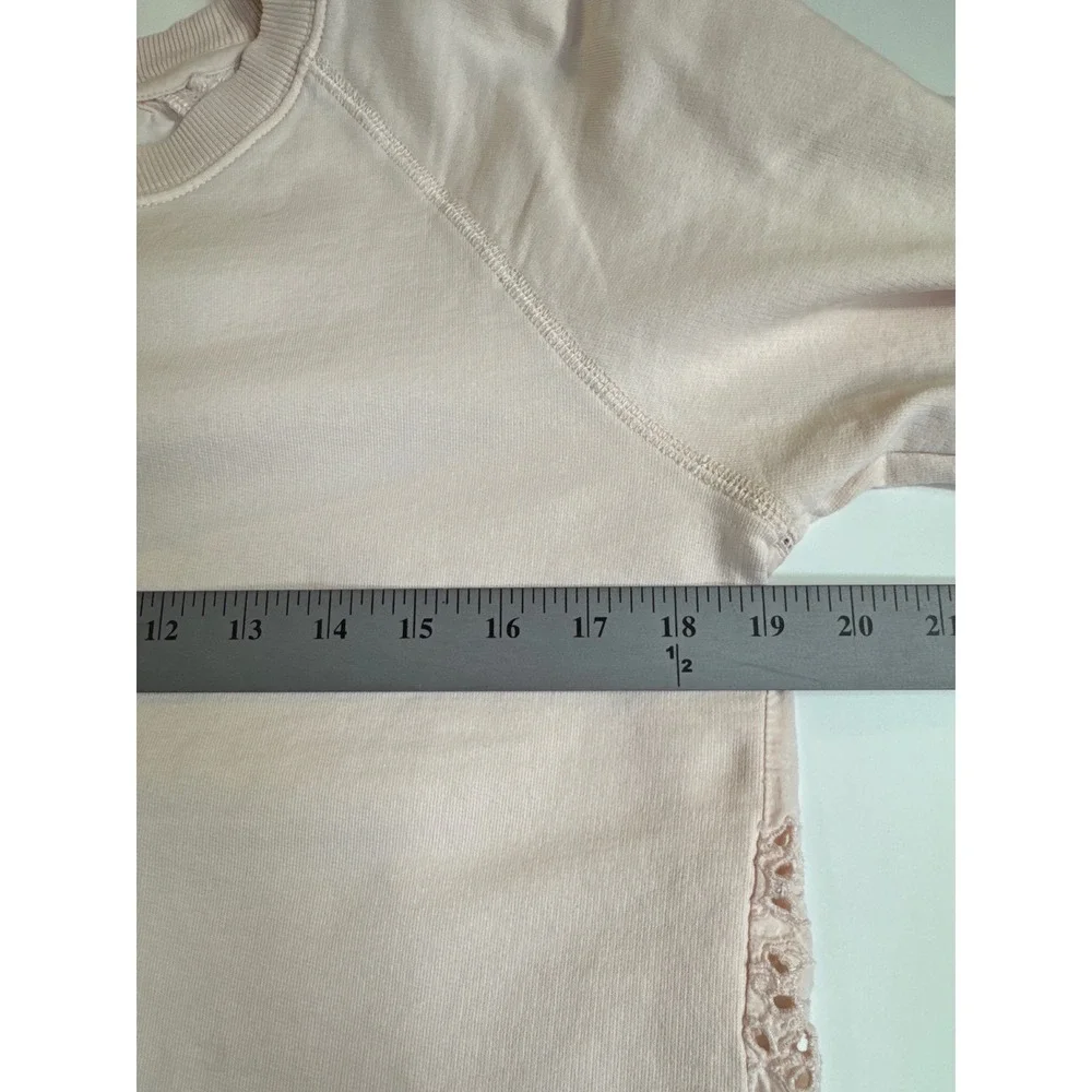 J.Crew Women's Small 100% Cotton Pale Pink Lace Hem Sweatshirt
